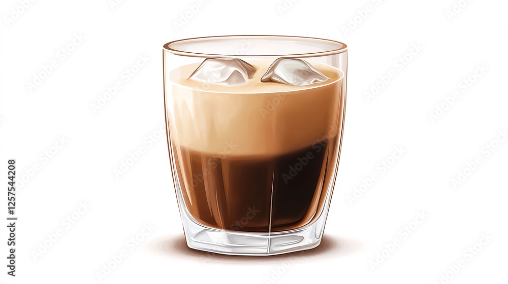 Espresso in a glass with white background Espresso in a glass with white background