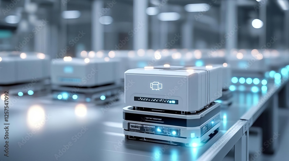 Fototapeta premium Fully automated packaging ecosystem integrating AI, IoT, and robotics