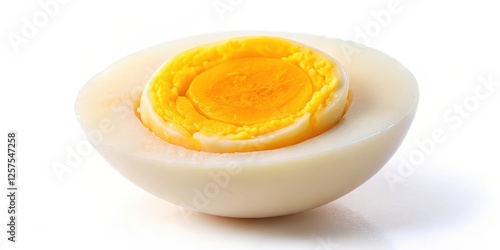 Halved Hard-Boiled Egg on White Background photo