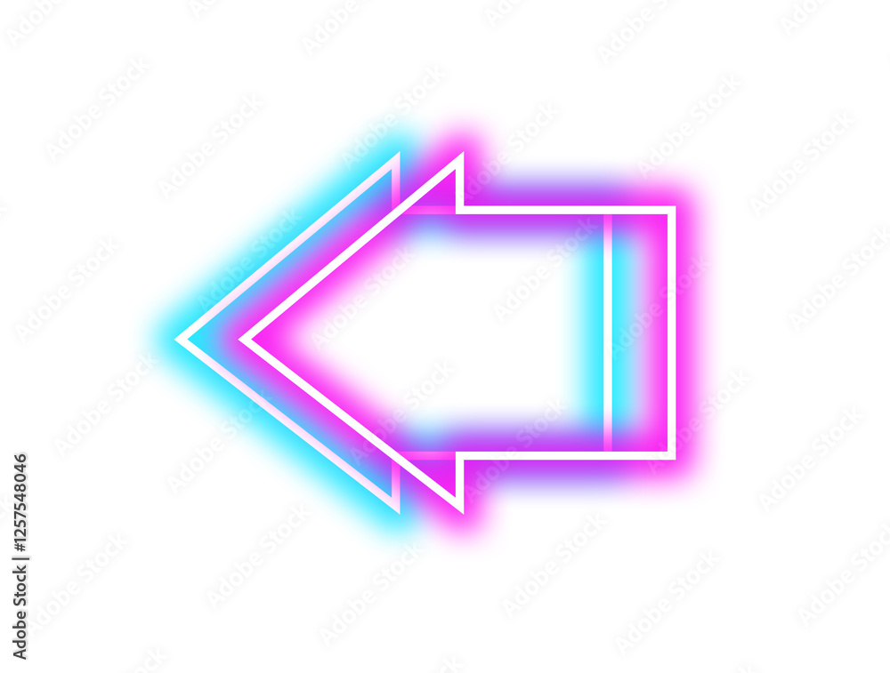 Bright neon arrow-shaped pointer on white background Bright neon arrow-shaped pointer on white background