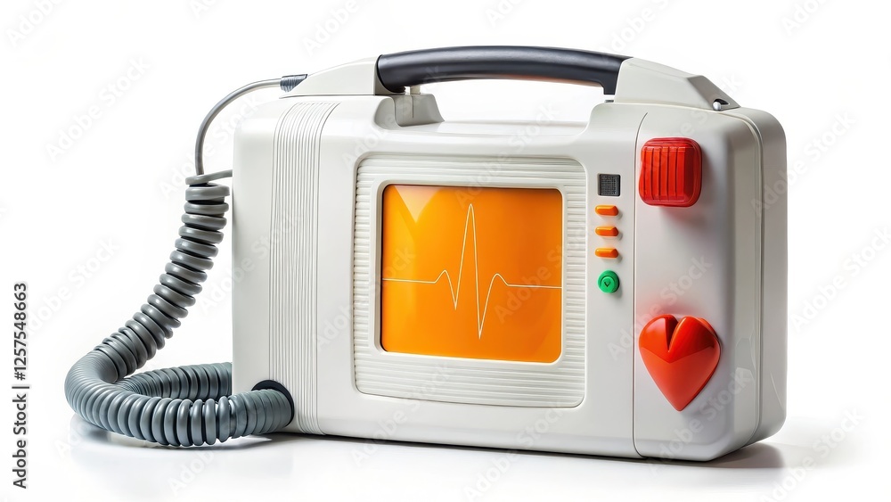 Portable Defibrillator Mockup on White Background Portable Defibrillator Mockup on White Background