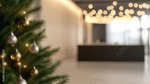 christmas tree in a modern lobby photo