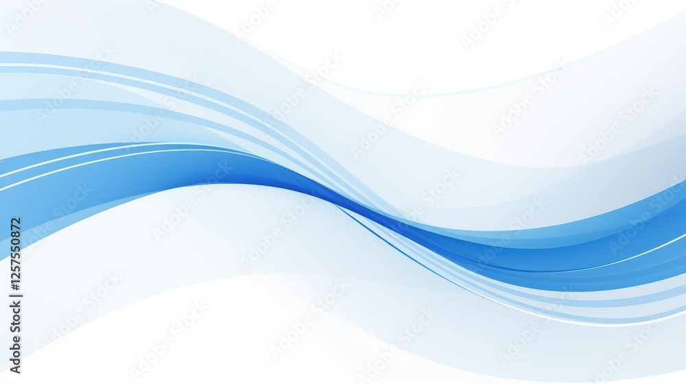 Fototapeta premium Smooth blue waves flow elegantly across a clean white backdrop.