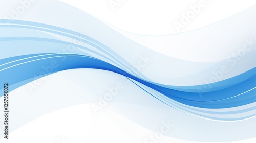 blue lines or waves, on solid white background, abstract presentation slide background, professional look, corporate illustration