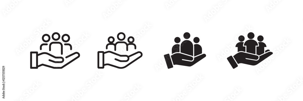 Community Support Icon Set Helping Hand with People in Outline and Solid Styles
Community Support Icon Set Helping Hand with People in Outline and Solid Styles