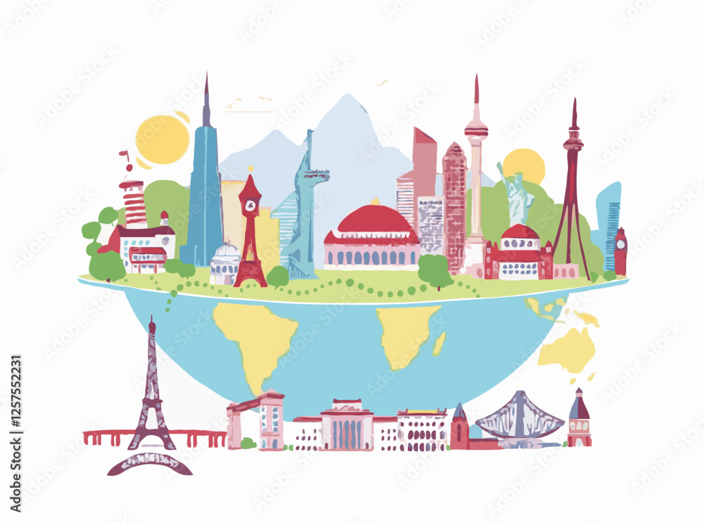 Modern Vector Illustrations of Global Landmarks Modern Vector Illustrations of Global Landmarks
