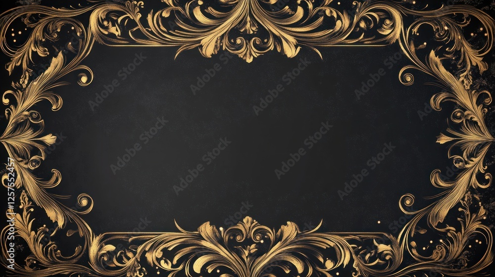Gold ornate frame on dark background. (1)