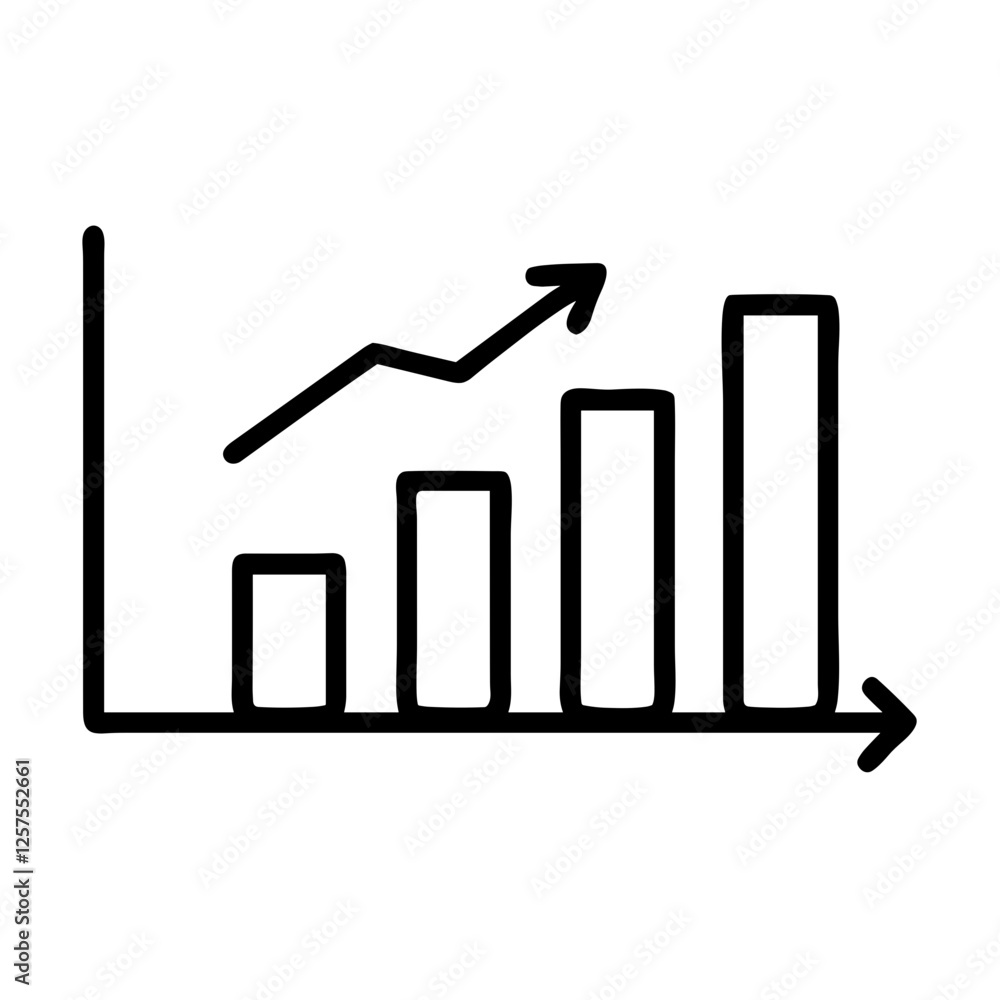 Growth chart indicating positive trends on a white background Growth chart indicating positive trends on a white background
