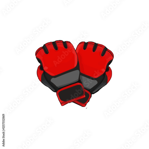 Fototapeta High-Quality UFC MMA Gloves Vector PNG – Red Fighting Gloves Illustration with O
