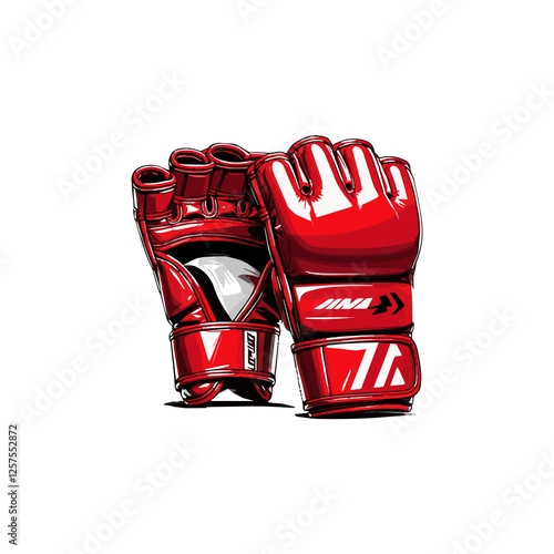 Fotografie High-Quality UFC MMA Gloves Vector PNG – Red Fighting Gloves Illustration with O