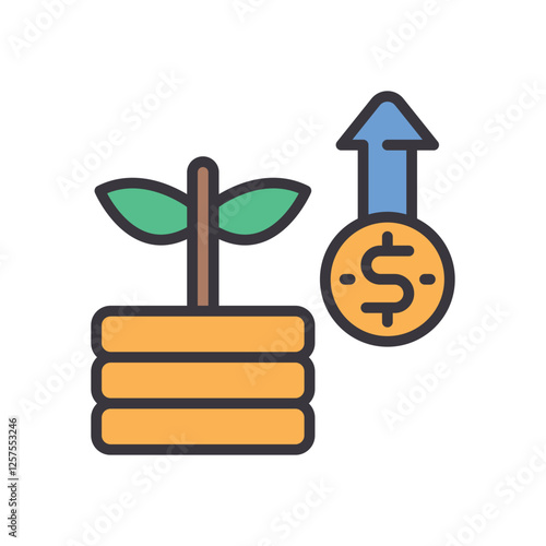 money grow filled color icon. vector icon for your website, mobile, presentation, and logo design.
