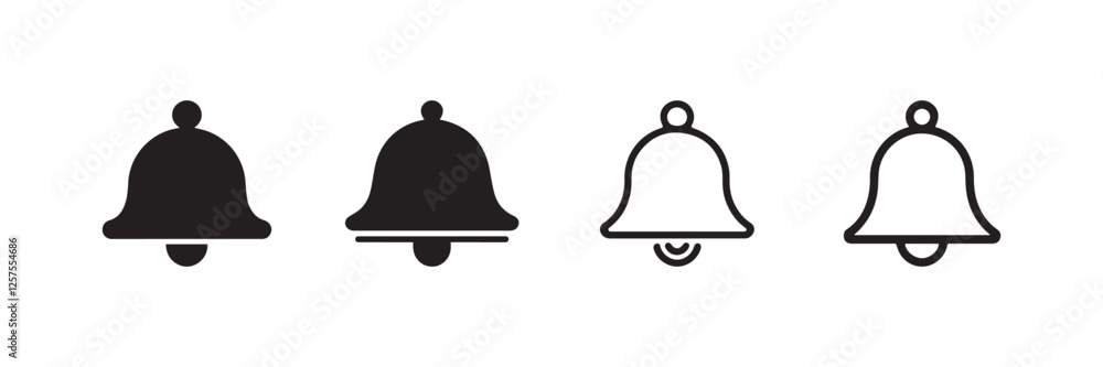 Fototapeta premium Notification Bell Icon Set Alert Reminder Symbol Ringing Bell Vector