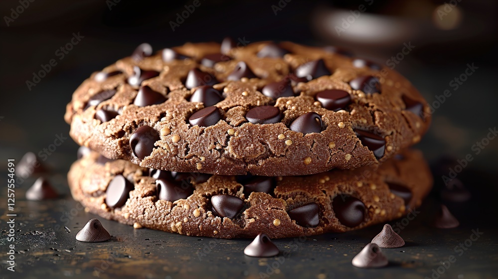 Fototapeta premium Rich chocolate chip cookies HD 8K wallpaper Photographic Image