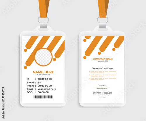 ID card design with template and personal identification card two part design  for corporate identity