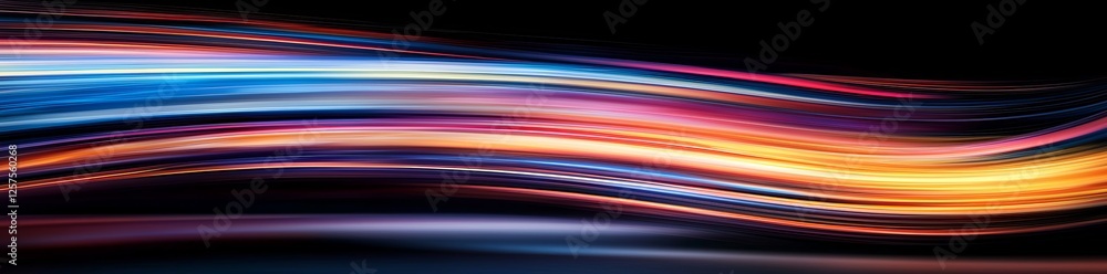 Abstract blurred background featuring colorful streaks of light against a dark orange and black backdrop, with horizontal lines displaying a gradient effect that glow and flow in motion Abstract blurred background featuring colorful streaks of light against a dark orange and black backdrop, with horizontal lines displaying a gradient effect that glow and flow in motion