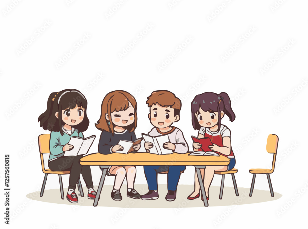 Diverse Students Studying Together Graphic Diverse Students Studying Together Graphic