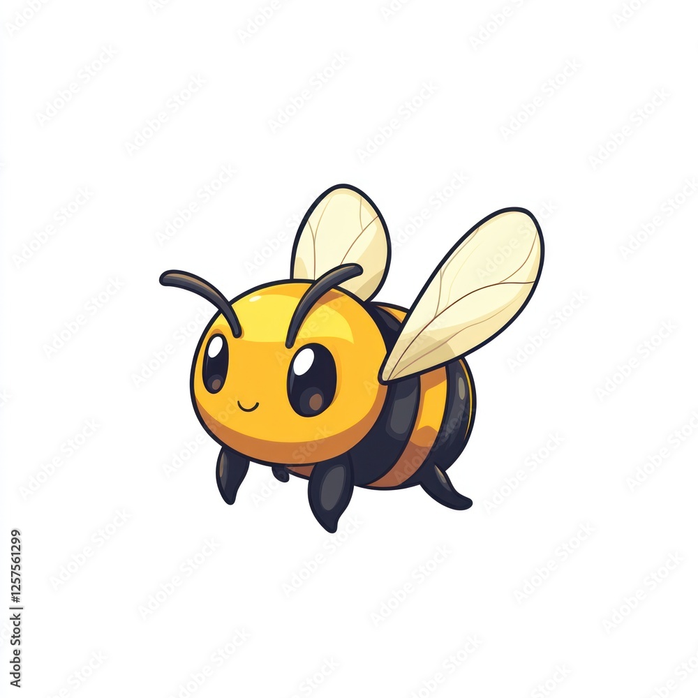 Cute cartoon bee flying, isolated, for children's book illustration or educational material Cute cartoon bee flying, isolated, for children's book illustration or educational material