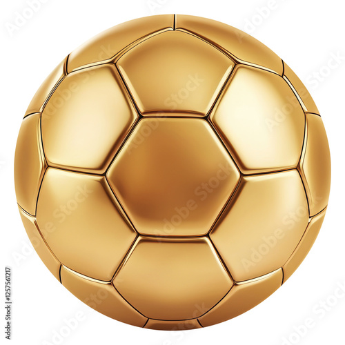 A gold soccer ball with a shiny surface