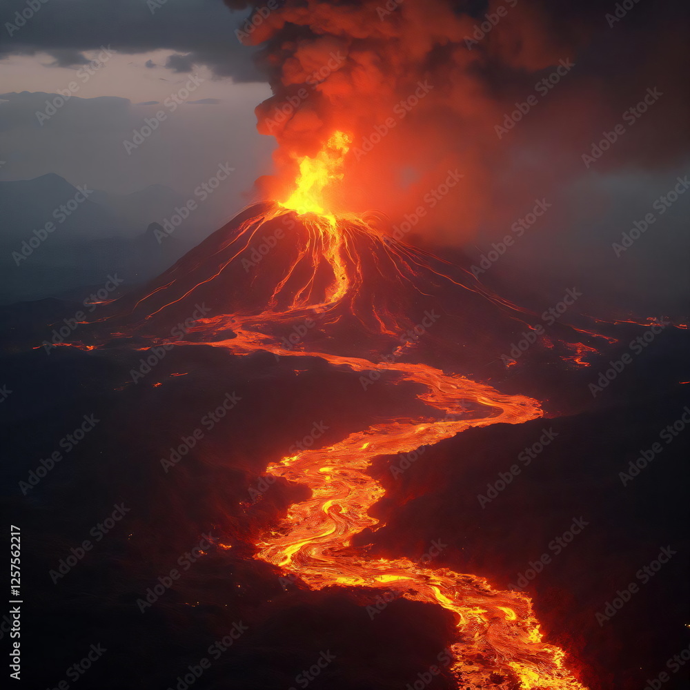 Fototapeta premium volcano in the sunset