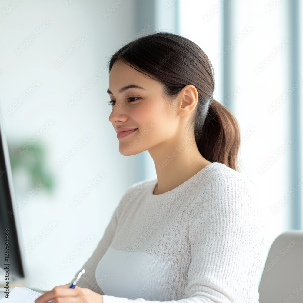 Woman working at computer in office