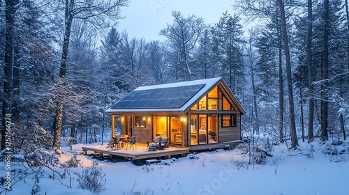 Wallpaper Mural Cozy Solar Powered Cabin In A Snowy Winter Forest Torontodigital.ca