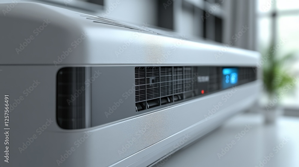 Eco-friendly air conditioner with digital display on white background Eco-friendly air conditioner with digital display on white background