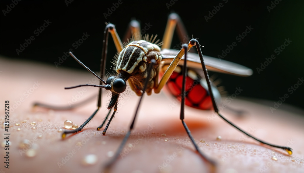 Extreme close-up of mosquito feeding on human skin Extreme close-up of mosquito feeding on human skin