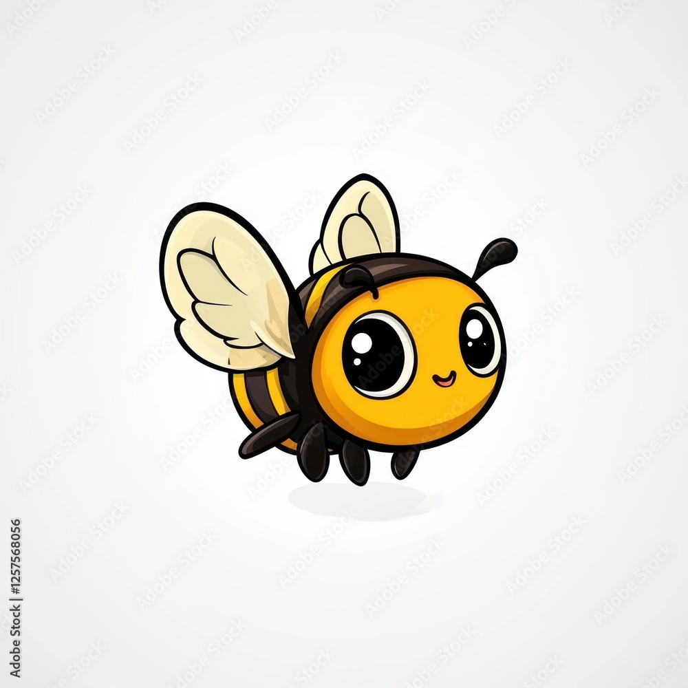 Cute cartoon bee in flight against white background. Possible use children's book illustration (1) Cute cartoon bee in flight against white background. Possible use children's book illustration (1)