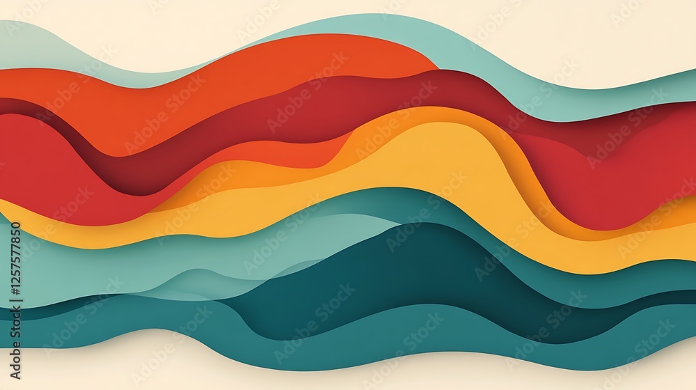 Abstract Colorful Waves Paper Cut Design Abstract Colorful Waves Paper Cut Design
