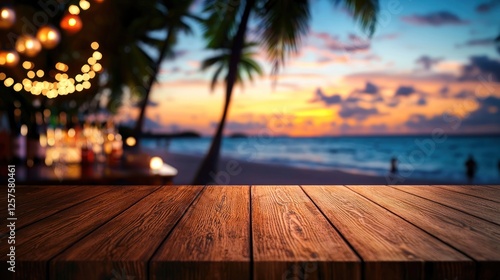 Beach bar sunset tropical drinks display