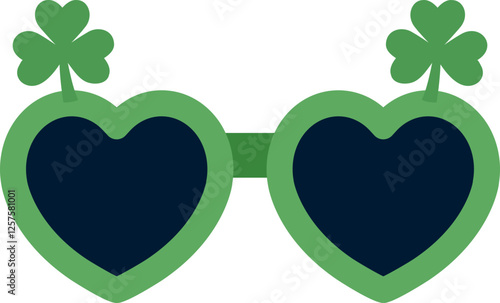 St.Patrick's Day green clover Party sunglasses icon flat vector.
Saint Patricks Day Costumes isolated.
Transparent background. photo