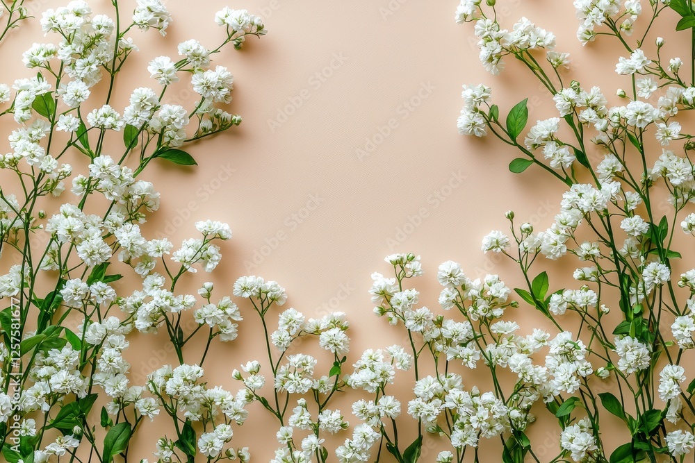 Pink gypsophila flowers form a beautiful floral pattern in a flat lay, top view background Pink gypsophila flowers form a beautiful floral pattern in a flat lay, top view background
