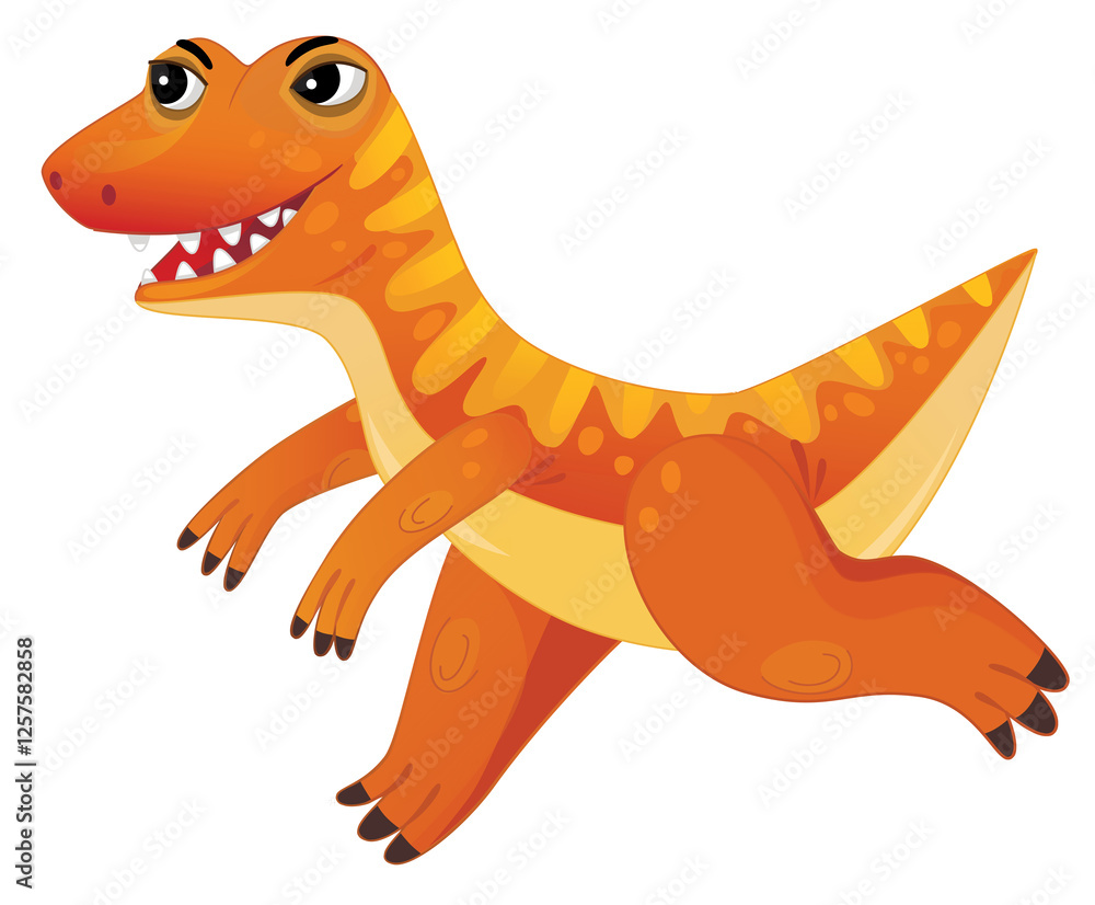 Fototapeta premium cartoon happy and funny colorful prehistoric dinosaur dino gallimimus running isolated illustration for kids