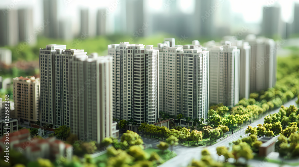 Obraz premium Modern high-rises in a green urban landscape. Generative AI