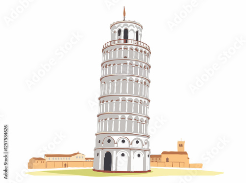 Leaning Tower of Pisa Geometric Vector Artwork