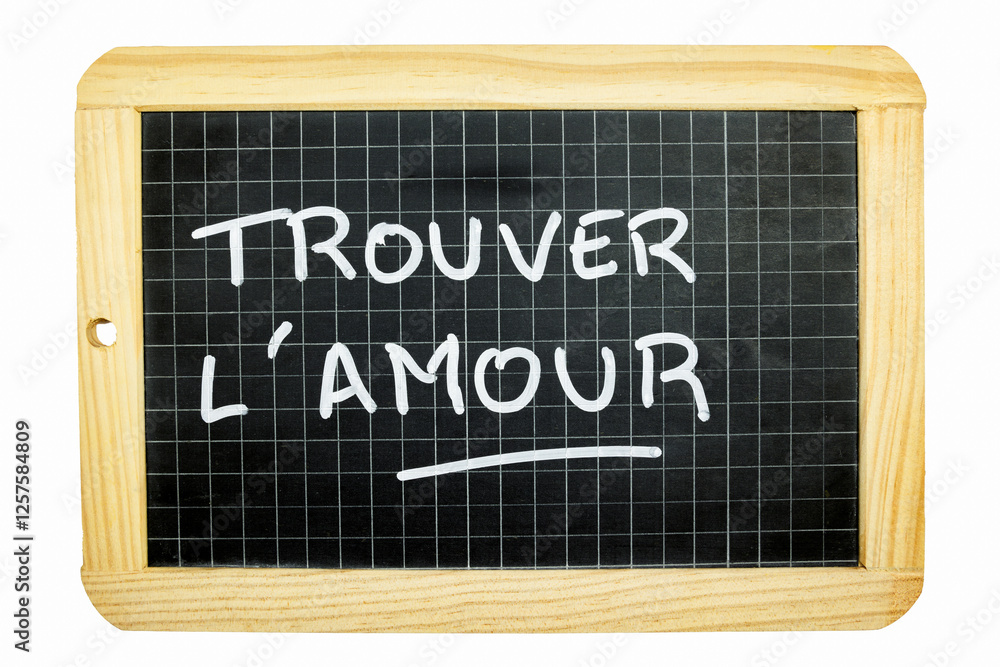 les mots trouver l'amour écrit en français sur une ardoise les mots trouver l'amour écrit en français sur une ardoise