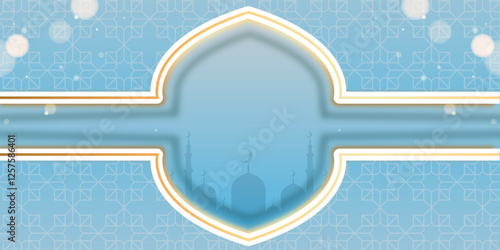 Ramadan banner in blue and gold colors