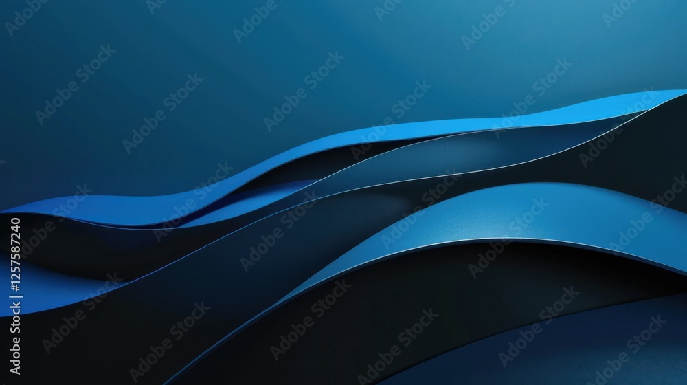 Obraz premium Photo of Blue Background with Minimalist Waves for Design, Featuring White Space in the Center for Text. Ideal for Banner Templates and Digital Projects. Minimalist Wallpaper.