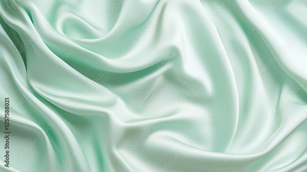 Fototapeta premium Elegant Draped Mint Green Silk Fabric Texture
