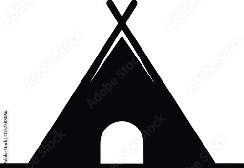 Camping tent silhouette vector, tipi icon vector