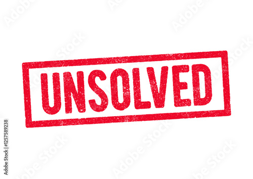 Vector illustration of the word Unsolved in red ink stamp