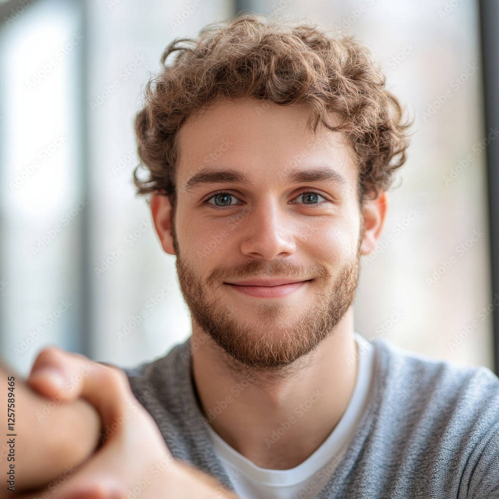 Obraz premium portrait of a young man with curly hair