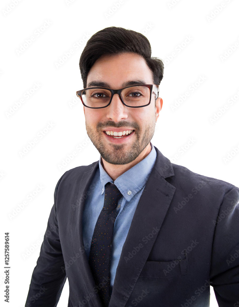 Portrait of only one Man. White Background. Portrait of only one Man. White Background.