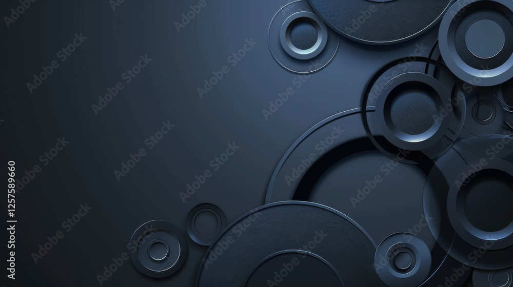 Abstract minimalist wallpaper with minimalistic circles and squares on Blue background. Featuring white space in the center for text, ideal for design templates and modern banners.