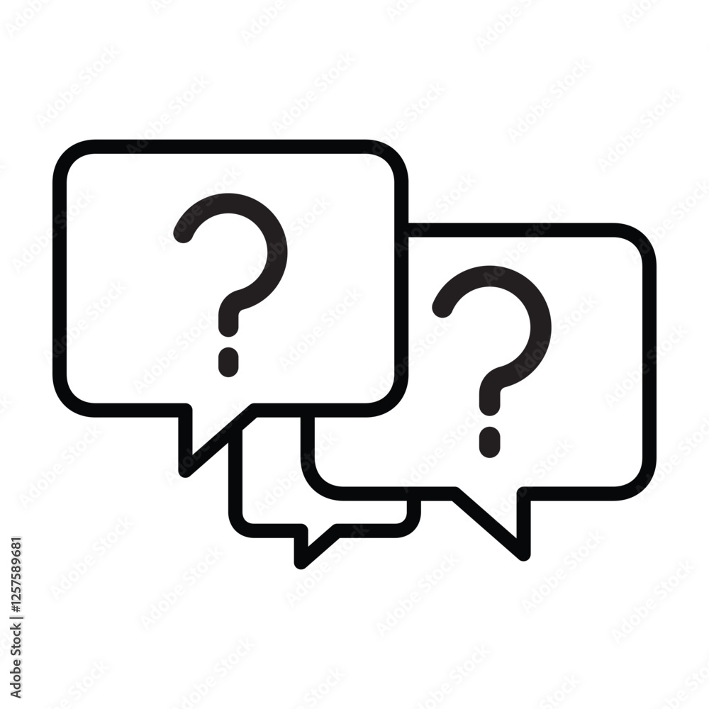 Many questions message icon line vector design in trendy style Many questions message icon line vector design in trendy style