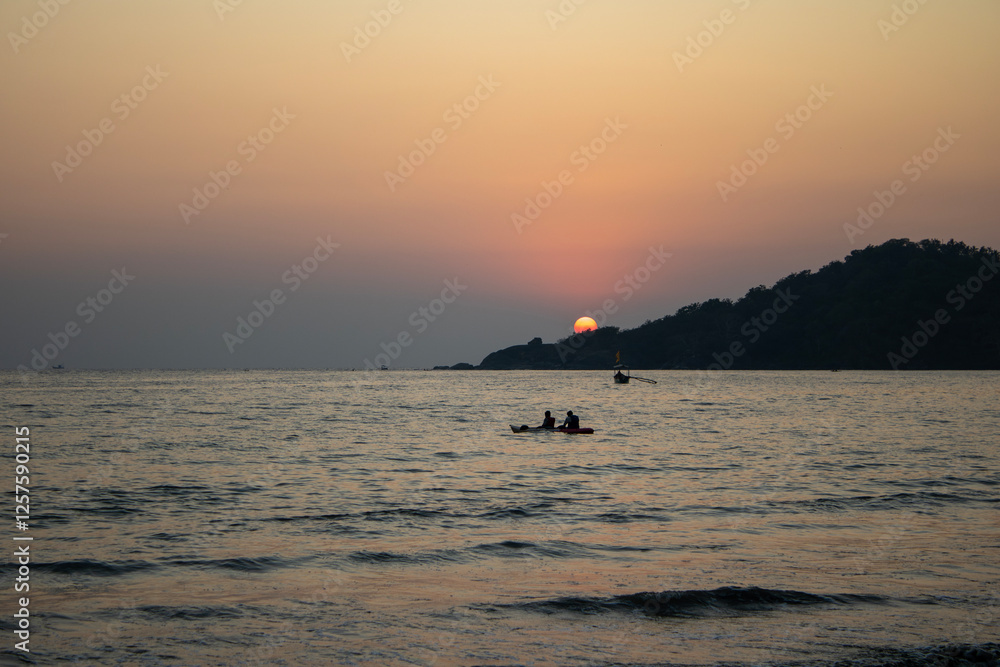 Colorful Sunset at Palolem Beach, Goa, India Colorful Sunset at Palolem Beach, Goa, India