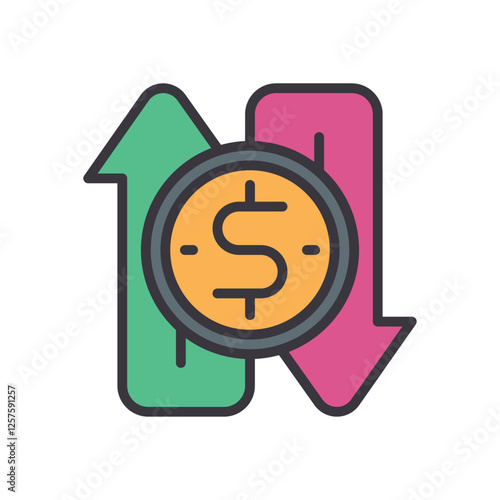 money flow filled color icon. vector icon for your website, mobile, presentation, and logo design.