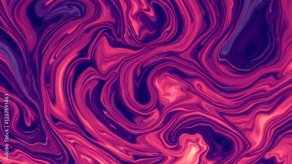 Fototapeta premium Abstract flowing design with liquid pink and dark purple creates a dreamy pattern.