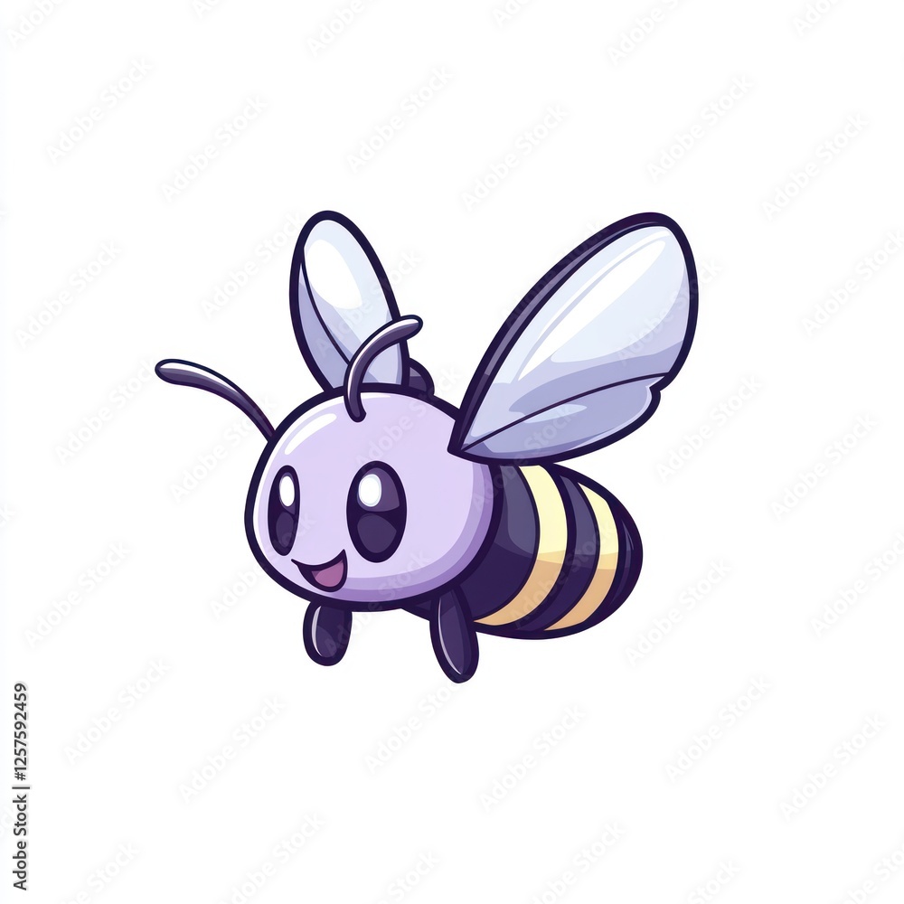 Cartoon bee in flight against white background. Possible use children's book illustration Cartoon bee in flight against white background. Possible use children's book illustration