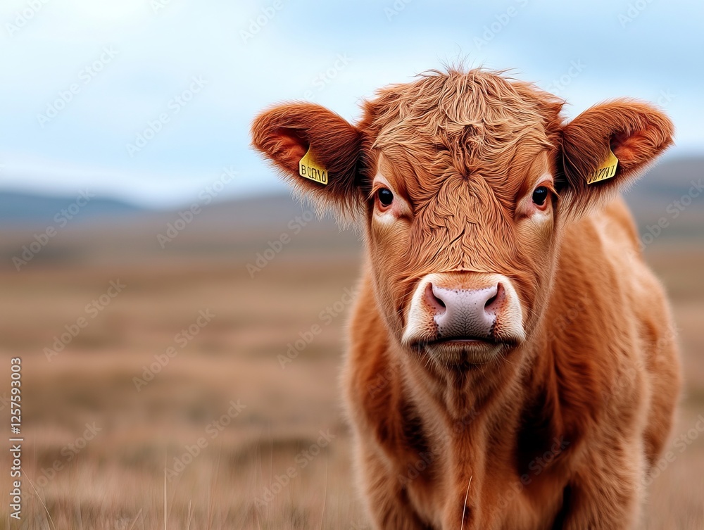 A brown cow standing in a field of tall grass A brown cow standing in a field of tall grass